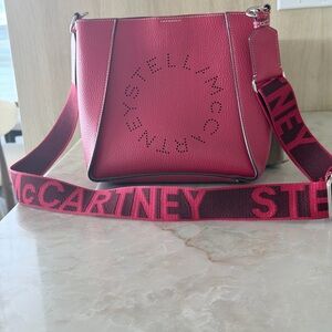 Stella McCartney Red Perforated Logo Crossbody with Woven Strap